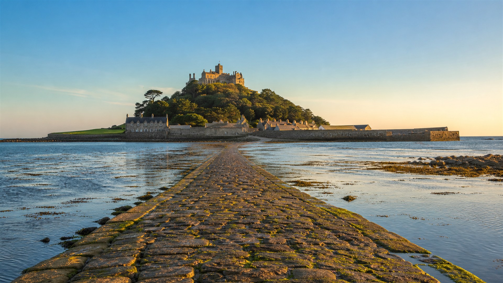 St Michael's Mount and its low-tide causeway